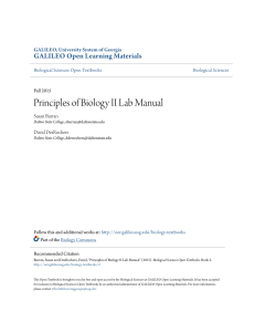 Principles of Biology II Lab Manual