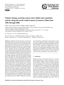 Climate change, growing season water deficit and vegetation activity