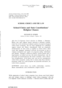 School choice and state constitutions` religion clauses. Journal of