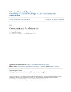 Constitutional Forebearance - University of Cincinnati College of