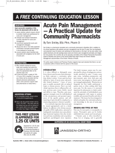 Acute Pain Management - Canadian Healthcare Network