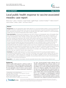 Local public health response to vaccine