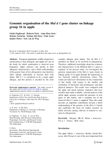 Genomic organisation of the Mal d 1 gene cluster on linkage group