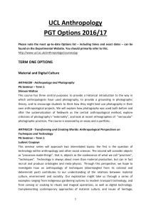 UCL Anthropology PGT Options 2016/17