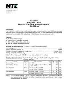 NTE1979 Integrated Circuit Negative 3 Terminal Voltage Regulator