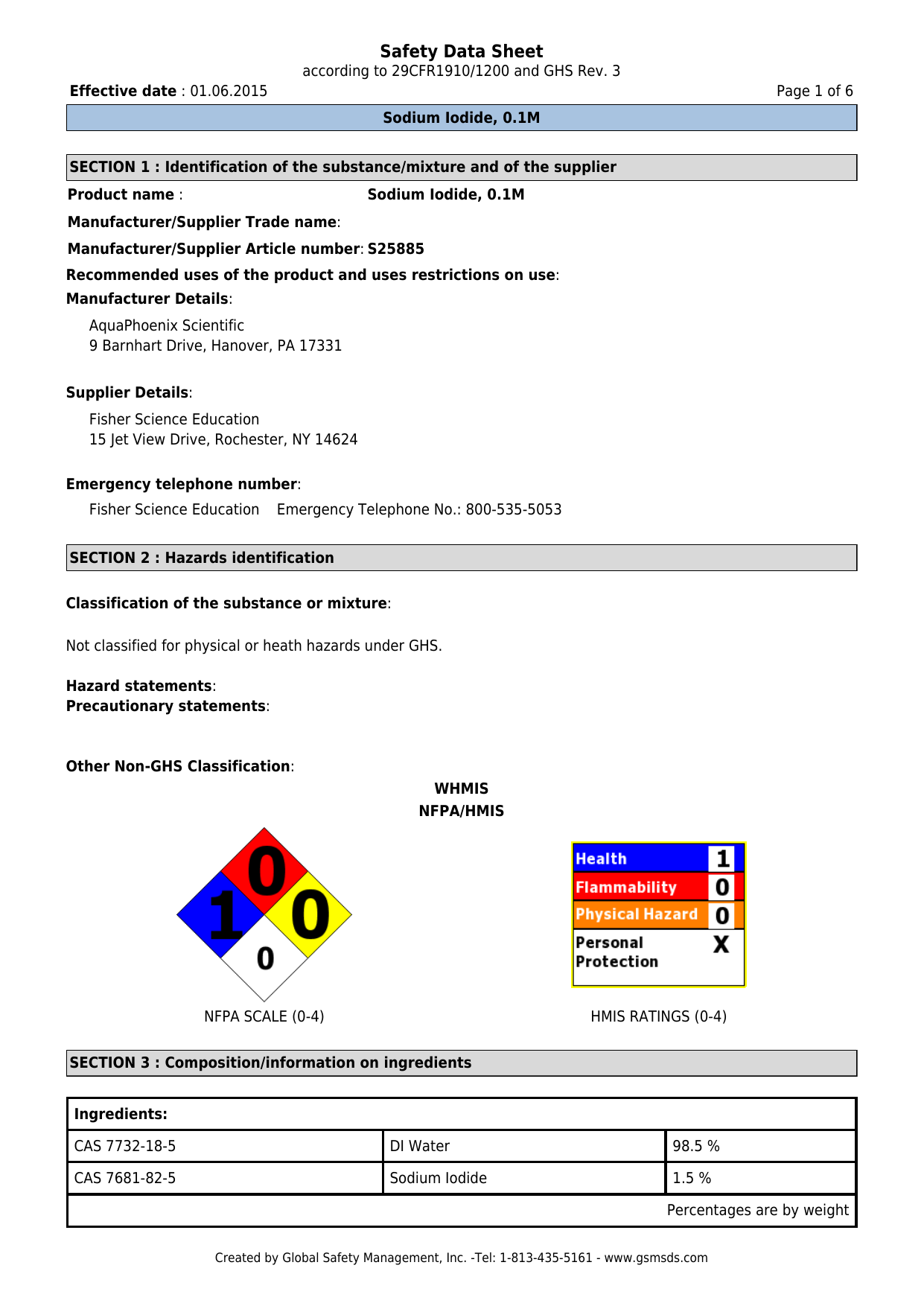 Safety Data Sheet Fisher Scientific