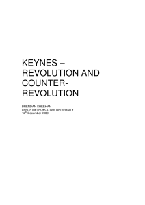 keynes – revolution and counter- revolution - Post