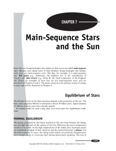 Main-Sequence Stars and the Sun