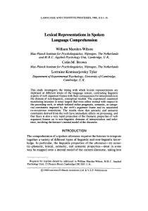 Lexical representations in spoken language comprehension