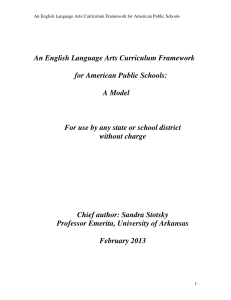 An English Language Arts Curriculum Framework for American