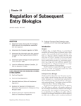 Regulation of Subsequent Entry Biologics