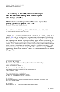 The feasibility of low CO2 concentration targets and the role of bio