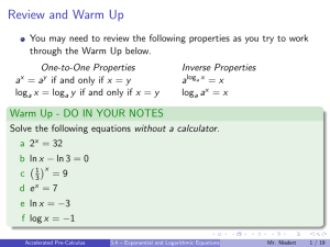 3.4 – Exponential and Logarithmic Equations
