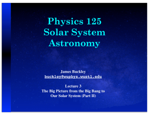 Physics 125 Solar System Astronomy
