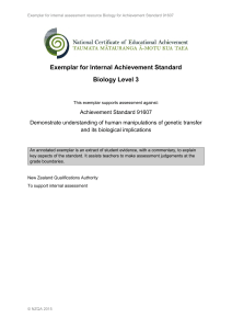 Exemplar for Internal Achievement Standard Biology Level 3