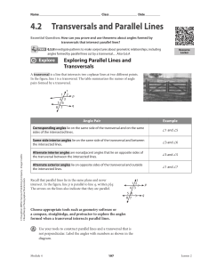 4 . 2 Transversals and Parallel Lines