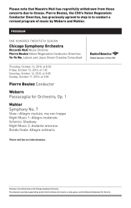 Pierre Boulez Conductor Webern Passacaglia for Orchestra, Op. 1