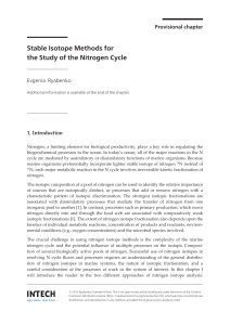 Stable Isotope Methods for the Study of the Nitrogen Cycle