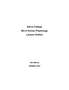Sierra College Bio 6 Human Physiology Lecture Outline
