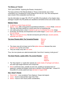The basic premise of the Nebular Model or Theory is that planets var