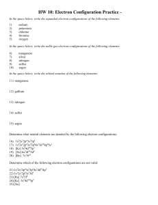 HW 10: Electron Configuration Practice -