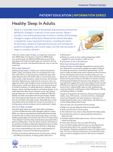 Healthy Sleep In Adults - American Thoracic Society