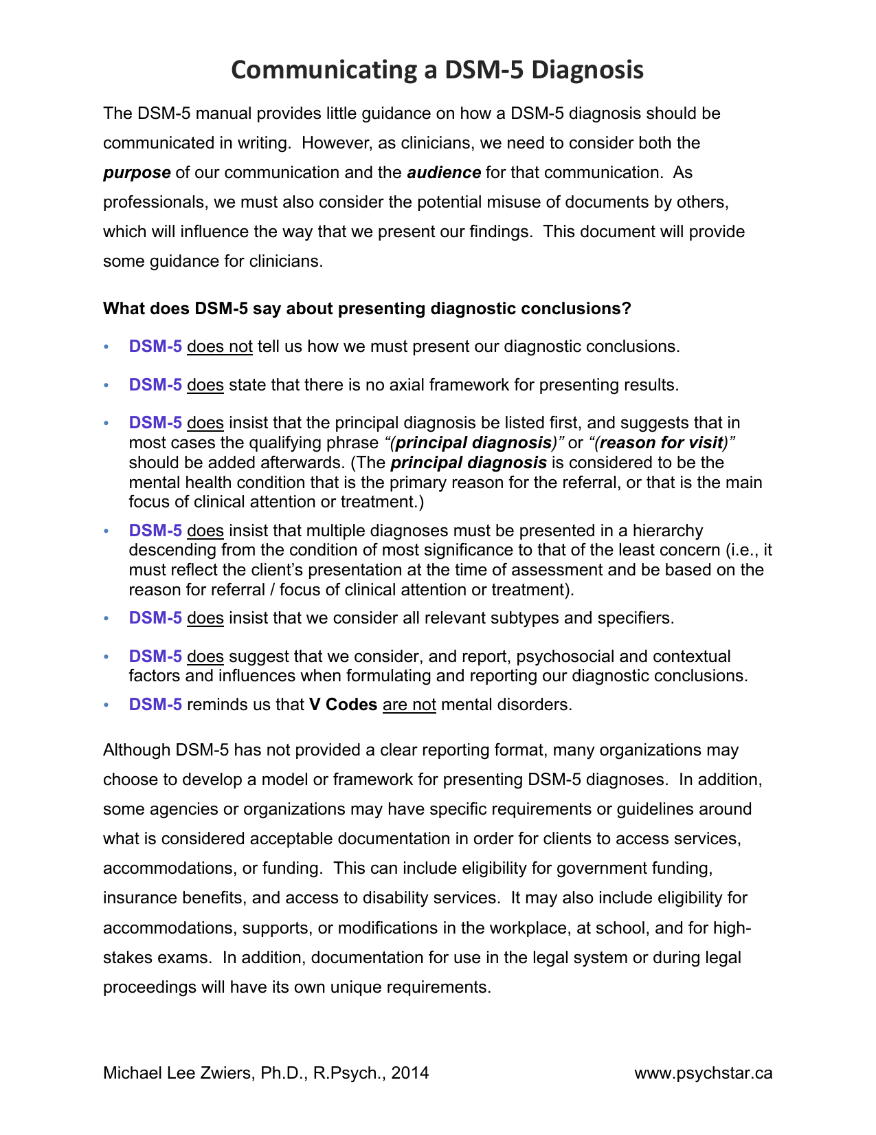 Writing a DSM-20 Diagnosis