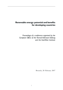 Renewable energy: potential and benefits for developing countries