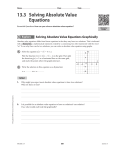 13.3 Solving Absolute Value Equations