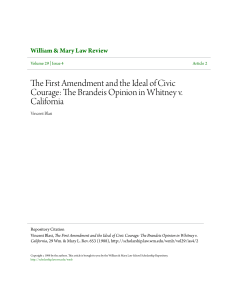 The First Amendment and the Ideal of Civic Courage: The Brandeis