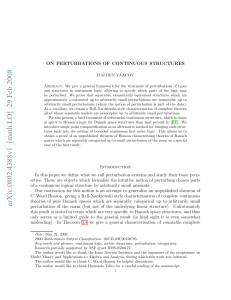 ON PERTURBATIONS OF CONTINUOUS STRUCTURES