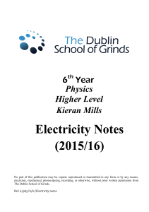 Electricity Notes (2015/16) - The Dublin School of Grinds