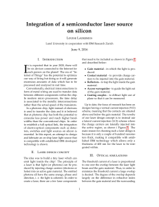 Integration of a semiconductor laser source on silicon
