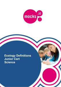 Ecology Definitions Junior Cert Science