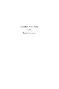 Canadian Public Policy and the Social Economy