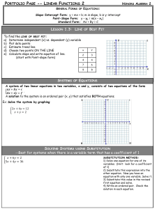 LESSON 1.3: LINE OF BEST FIT --Best for systems when there is a