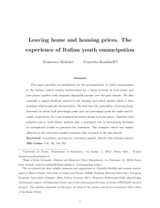Leaving home and housing prices. The experience of Italian youth