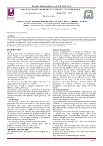 taste masking methods and agents in pharmaceutical formulations