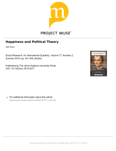 Happiness and Political Theory