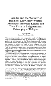 `Nature5 of Religion: Lady Mary Wortley Montagu`s Embassy Letters