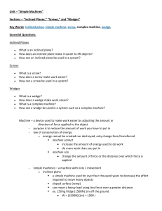 Key Words: inclined plane, simple machine, screw