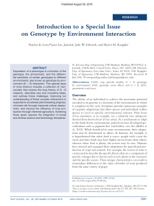 Introduction to a Special Issue on Genotype by Environment