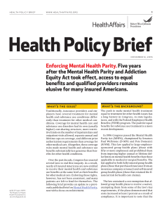 Enforcing Mental Health Parity. Five years after the Mental Health