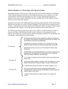 Student Handout 2.2--Chronology of the Spread of Islam