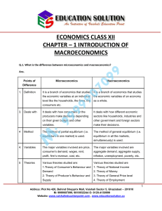 ECONOMICS CLASS XII CHAPTER – 1 INTRODUCTION OF