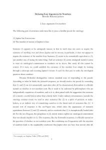 1 Defusing Easy Arguments for Numbers Brendan Balcerak Jackson