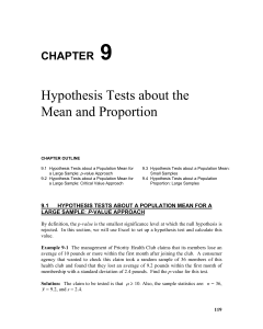 Hypothesis Tests about the Mean and Proportion