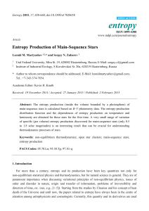 Entropy Production of Main-Sequence Stars