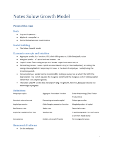 Notes Solow Growth Model