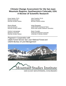 Climate Change Assessment for the San Juan Mountain Regions